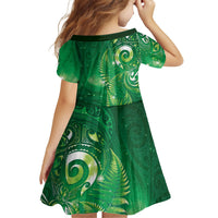 Aotearoa New Zealand New Year Family Matching Mermaid Dress and Hawaiian Shirt Tribal Koru Tattoo Green Galaxy Maori Silver Fern LT03 - Polynesian Pride