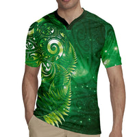 Aotearoa New Zealand New Year Rugby Jersey Tribal Koru Tattoo Green Galaxy Maori Silver Fern
