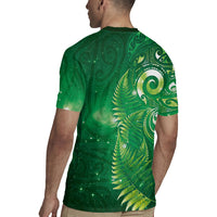 Aotearoa New Zealand New Year Rugby Jersey Tribal Koru Tattoo Green Galaxy Maori Silver Fern