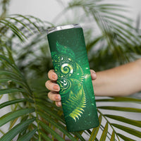 Aotearoa New Zealand New Year Skinny Tumbler Tribal Koru Tattoo Green Galaxy Maori Silver Fern LT03 - Polynesian Pride