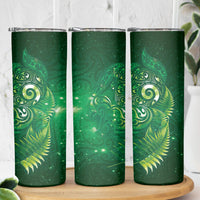 Aotearoa New Zealand New Year Skinny Tumbler Tribal Koru Tattoo Green Galaxy Maori Silver Fern LT03 - Polynesian Pride