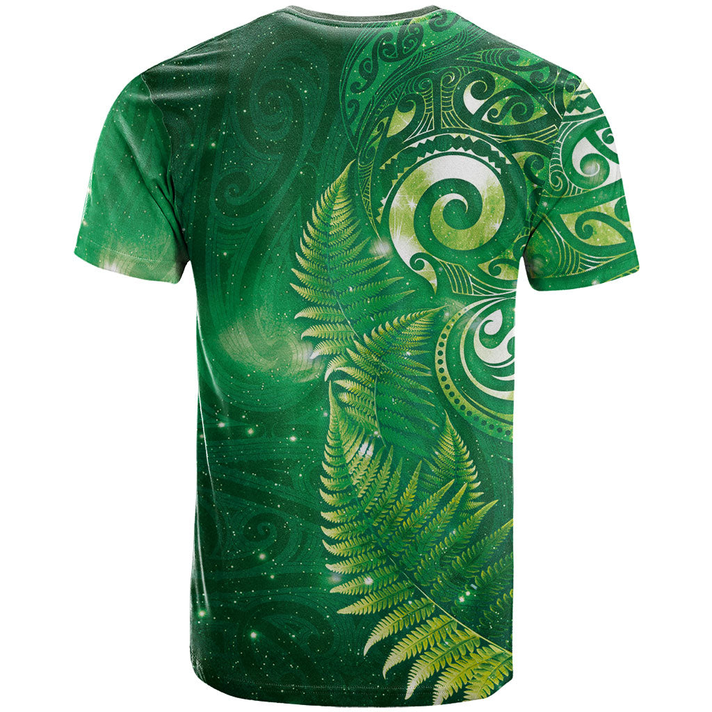 Aotearoa New Zealand New Year T Shirt Tribal Koru Tattoo Green Galaxy Maori Silver Fern