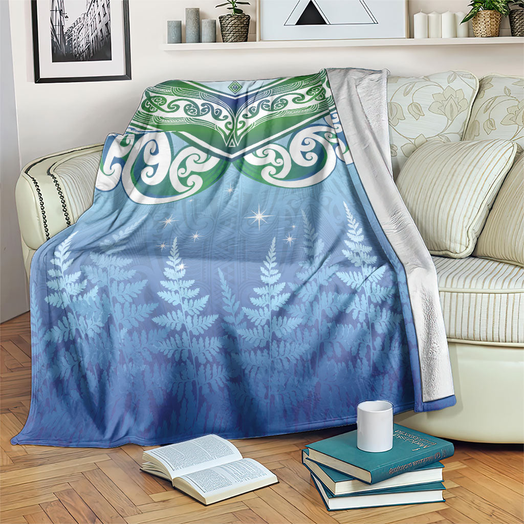Aotearoa New Zealand New Year Blanket Maori Motifs with Silver Fern and Matariki Stars