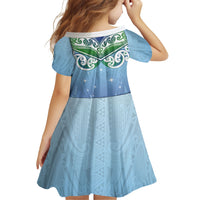 Aotearoa New Zealand New Year Family Matching Long Sleeve Bodycon Dress and Hawaiian Shirt Maori Motifs with Silver Fern and Matariki Stars LT03 - Polynesian Pride