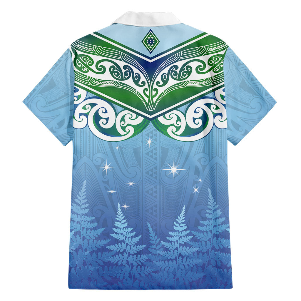 Aotearoa New Zealand New Year Family Matching Tank Maxi Dress and Hawaiian Shirt Maori Motifs with Silver Fern and Matariki Stars LT03 - Polynesian Pride