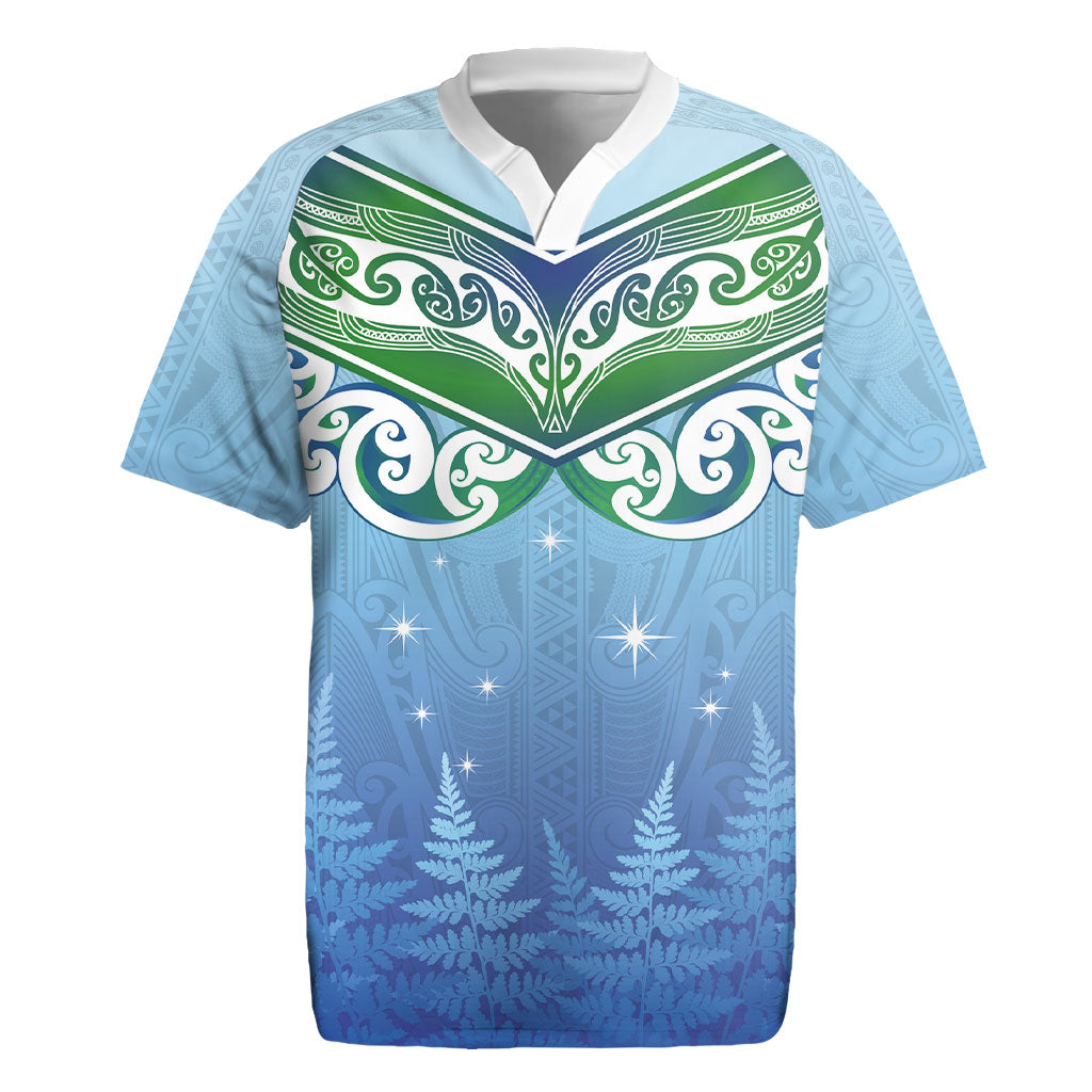 Aotearoa New Zealand New Year Rugby Jersey Maori Motifs with Silver Fern and Matariki Stars