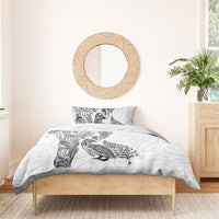 Aotearoa Moko Tribal Tattoo Bedding Set New Zealand Maori Penguin and Fantail White Color LT03 - Polynesian Pride