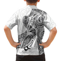 Aotearoa Moko Tribal Tattoo Family Matching Mermaid Dress and Hawaiian Shirt New Zealand Maori Penguin and Fantail White Color LT03 - Polynesian Pride