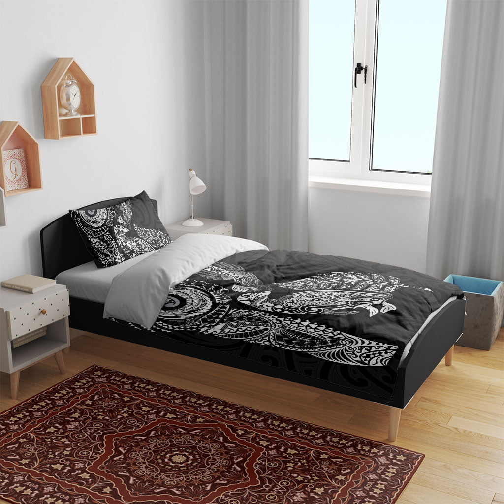 Aotearoa Moko Tribal Tattoo Bedding Set New Zealand Maori Penguin and Fantail Black Color LT03 - Polynesian Pride