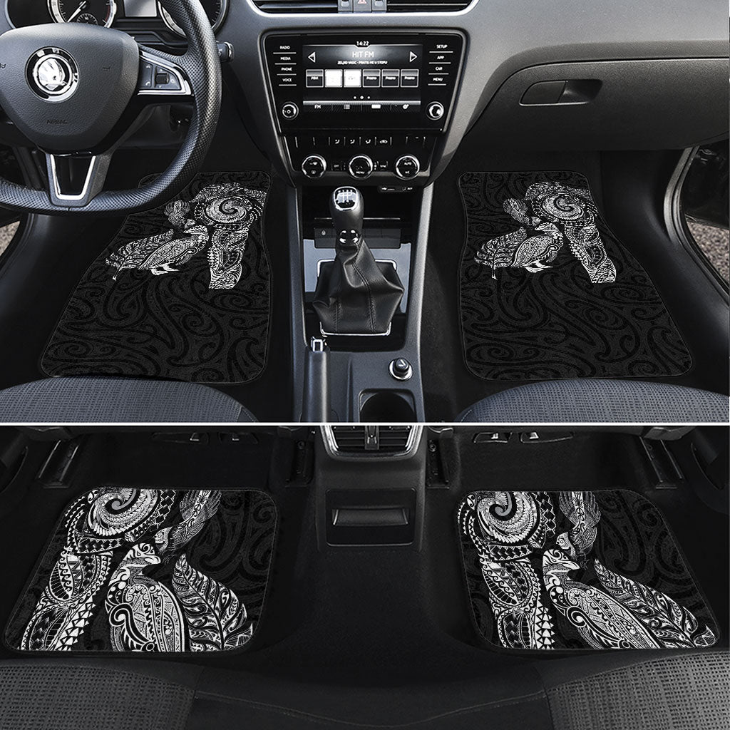 Aotearoa Moko Tribal Tattoo Car Mats New Zealand Maori Penguin and Fantail Black Color