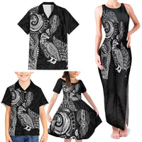 Aotearoa Moko Tribal Tattoo Family Matching Tank Maxi Dress and Hawaiian Shirt New Zealand Maori Penguin and Fantail Black Color LT03 - Polynesian Pride