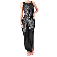 Aotearoa Moko Tribal Tattoo Family Matching Tank Maxi Dress and Hawaiian Shirt New Zealand Maori Penguin and Fantail Black Color LT03 Mom's Dress Black - Polynesian Pride