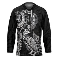 Aotearoa Moko Tribal Tattoo Hockey Jersey New Zealand Maori Penguin and Fantail Black Color LT03 Unisex Black - Polynesian Pride
