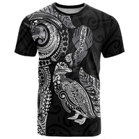 Aotearoa Moko Tribal Tattoo T Shirt New Zealand Maori Penguin and Fantail Black Color