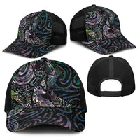 Aotearoa Moko Tribal Tattoo Baseball Net Cap New Zealand Maori Penguin and Fantail Paua Shell Style LT03 - Polynesian Pride