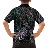 Aotearoa Moko Tribal Tattoo Family Matching Long Sleeve Bodycon Dress and Hawaiian Shirt New Zealand Maori Penguin and Fantail Paua Shell Style LT03 - Polynesian Pride