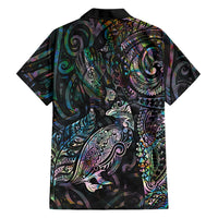 Aotearoa Moko Tribal Tattoo Family Matching Off The Shoulder Long Sleeve Dress and Hawaiian Shirt New Zealand Maori Penguin and Fantail Paua Shell Style LT03 - Polynesian Pride