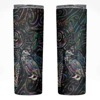 Aotearoa Moko Tribal Tattoo Skinny Tumbler New Zealand Maori Penguin and Fantail Paua Shell Style LT03 Multicolor - Polynesian Pride