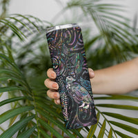 Aotearoa Moko Tribal Tattoo Skinny Tumbler New Zealand Maori Penguin and Fantail Paua Shell Style LT03 - Polynesian Pride