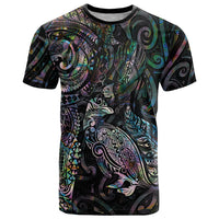 Aotearoa Moko Tribal Tattoo T Shirt New Zealand Maori Penguin and Fantail Paua Shell Style