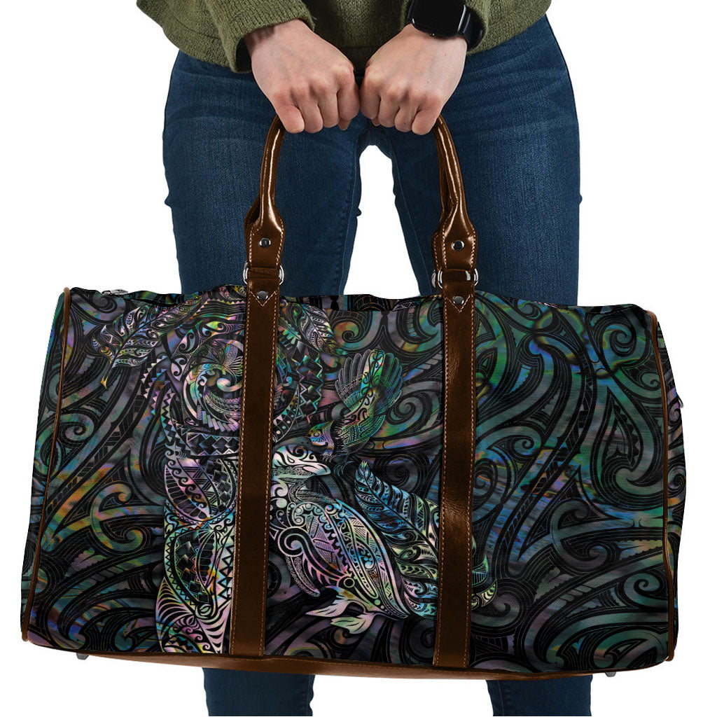 Aotearoa Moko Tribal Tattoo Travel Bag New Zealand Maori Penguin and Fantail Paua Shell Style