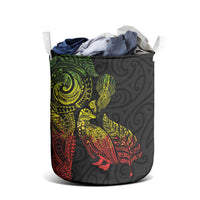Aotearoa Moko Tribal Tattoo Laundry Basket New Zealand Maori Penguin and Fantail Reggae Style LT03 - Polynesian Pride