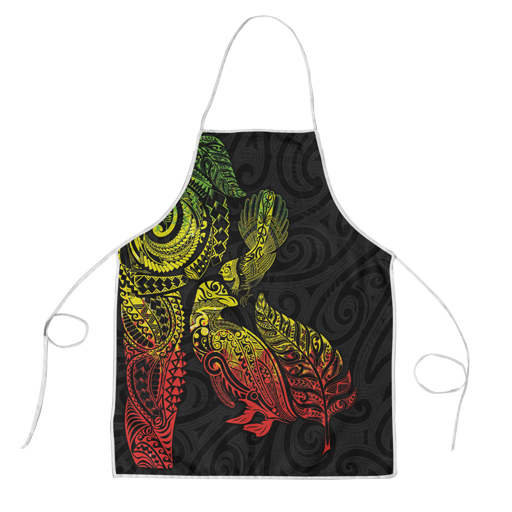 Aotearoa Moko Tribal Tattoo Apron New Zealand Maori Penguin and Fantail Reggae Style LT03 Multicolor - Polynesian Pride