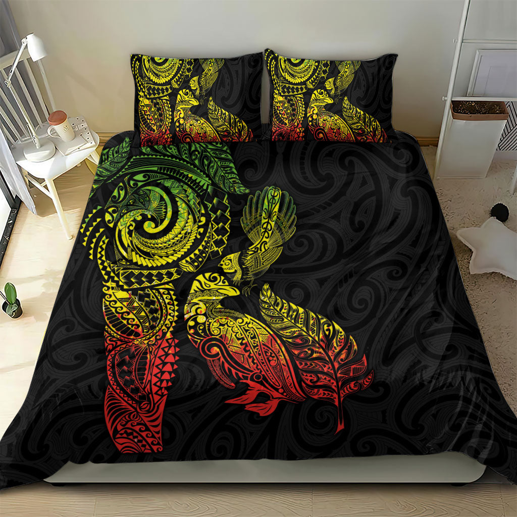 Aotearoa Moko Tribal Tattoo Bedding Set New Zealand Maori Penguin and Fantail Reggae Style LT03 - Polynesian Pride