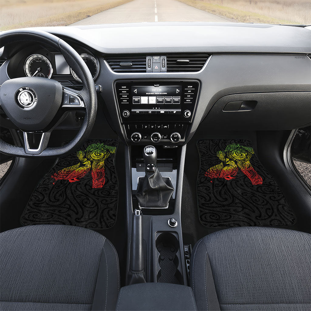 Aotearoa Moko Tribal Tattoo Car Mats New Zealand Maori Penguin and Fantail Reggae Style LT03 Set 2pcs - Front Multicolor - Polynesian Pride