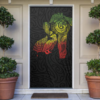Aotearoa Moko Tribal Tattoo Door Cover New Zealand Maori Penguin and Fantail Reggae Style LT03 Multicolor - Polynesian Pride
