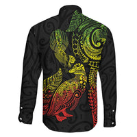 Aotearoa Moko Tribal Tattoo Family Matching Long Sleeve Bodycon Dress and Hawaiian Shirt New Zealand Maori Penguin and Fantail Reggae Style LT03 - Polynesian Pride