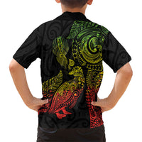 Aotearoa Moko Tribal Tattoo Family Matching Mermaid Dress and Hawaiian Shirt New Zealand Maori Penguin and Fantail Reggae Style LT03 - Polynesian Pride