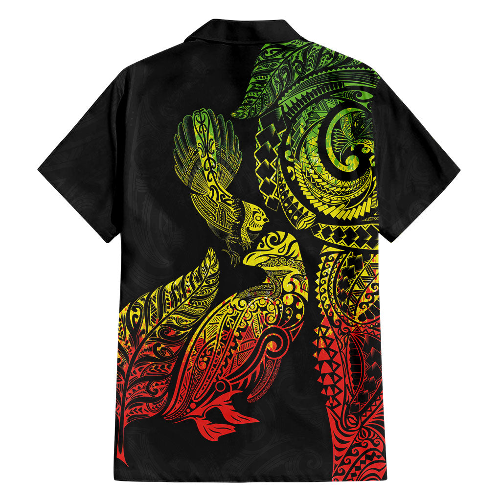 Aotearoa Moko Tribal Tattoo Family Matching Mermaid Dress and Hawaiian Shirt New Zealand Maori Penguin and Fantail Reggae Style LT03 - Polynesian Pride