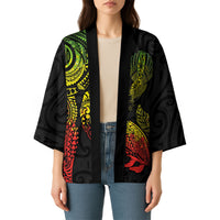 Aotearoa Moko Tribal Tattoo Kimono New Zealand Maori Penguin and Fantail Reggae Style LT03 - Polynesian Pride
