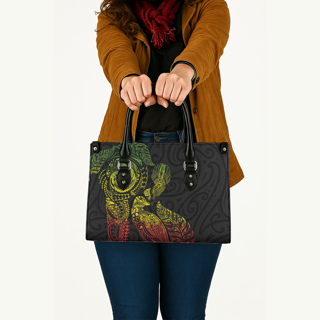 Aotearoa Moko Tribal Tattoo Leather Bag New Zealand Maori Penguin and Fantail Reggae Style LT03 - Polynesian Pride