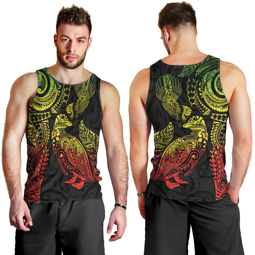 Aotearoa Moko Tribal Tattoo Men Tank Top New Zealand Maori Penguin and Fantail Reggae Style LT03 - Polynesian Pride