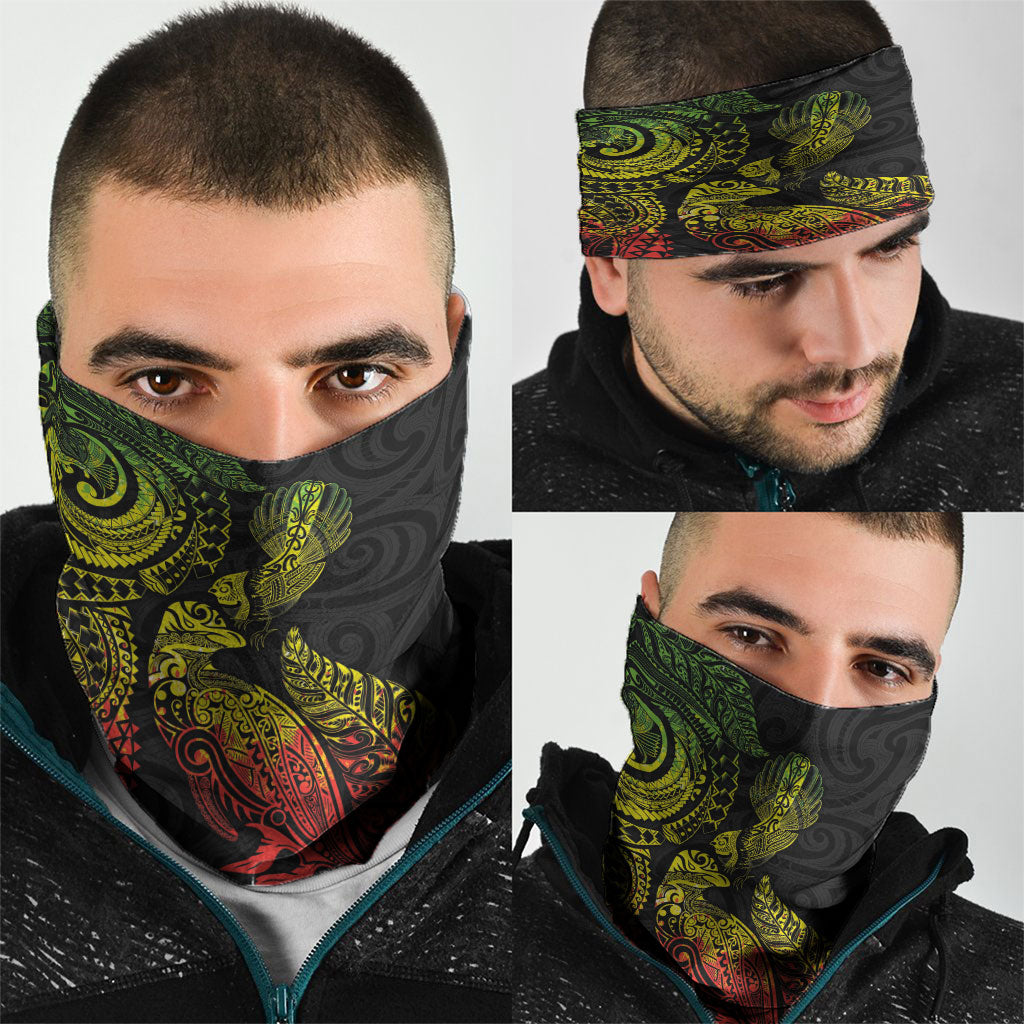 Aotearoa Moko Tribal Tattoo Neck Gaiter New Zealand Maori Penguin and Fantail Reggae Style LT03 - Polynesian Pride