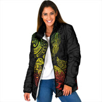 Aotearoa Moko Tribal Tattoo Padded Jacket New Zealand Maori Penguin and Fantail Reggae Style LT03 Women Multicolor - Polynesian Pride