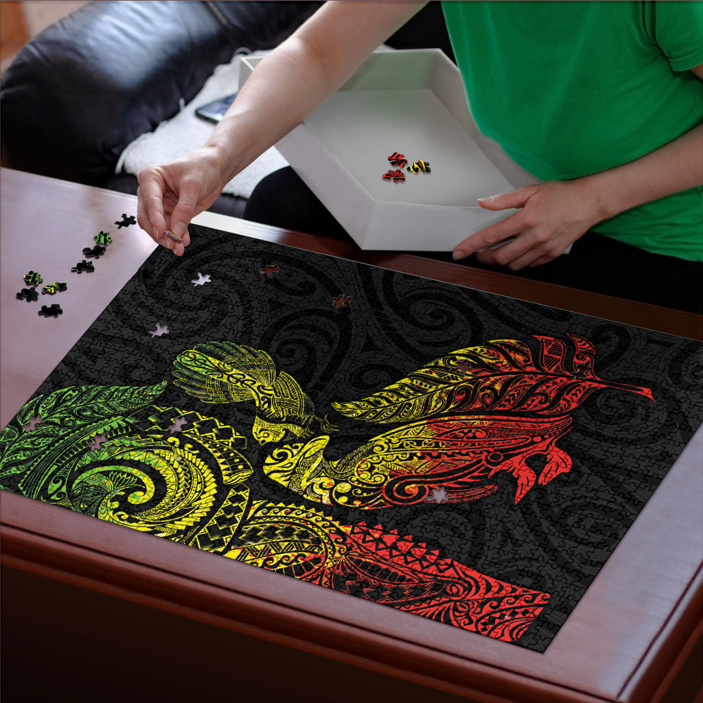 Aotearoa Moko Tribal Tattoo Puzzle New Zealand Maori Penguin and Fantail Reggae Style LT03 - Polynesian Pride
