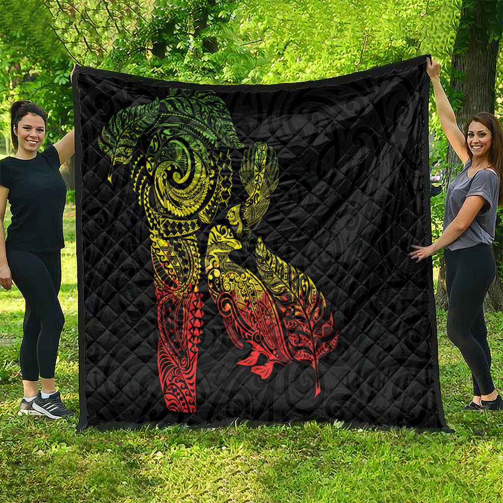 Aotearoa Moko Tribal Tattoo Quilt New Zealand Maori Penguin and Fantail Reggae Style LT03 - Polynesian Pride