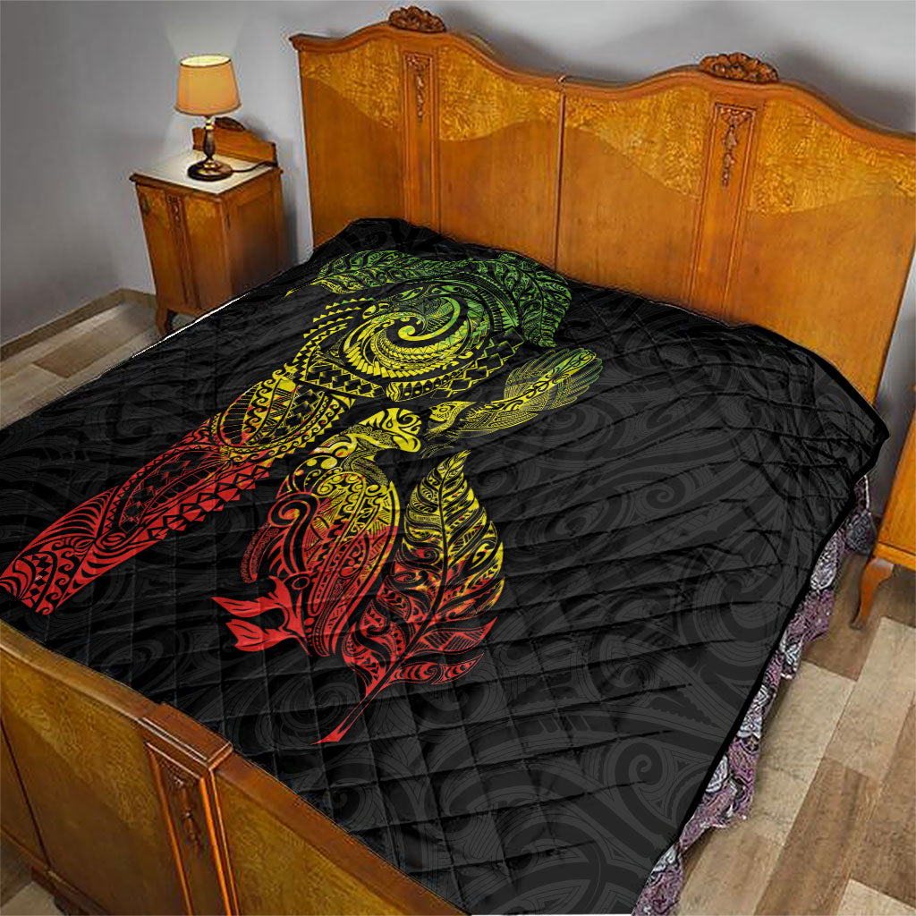 Aotearoa Moko Tribal Tattoo Quilt New Zealand Maori Penguin and Fantail Reggae Style LT03 - Polynesian Pride