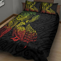 Aotearoa Moko Tribal Tattoo Quilt Bed Set New Zealand Maori Penguin and Fantail Reggae Style LT03 - Polynesian Pride