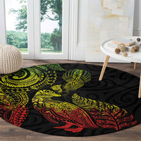 Aotearoa Moko Tribal Tattoo Round Carpet New Zealand Maori Penguin and Fantail Reggae Style LT03 - Polynesian Pride