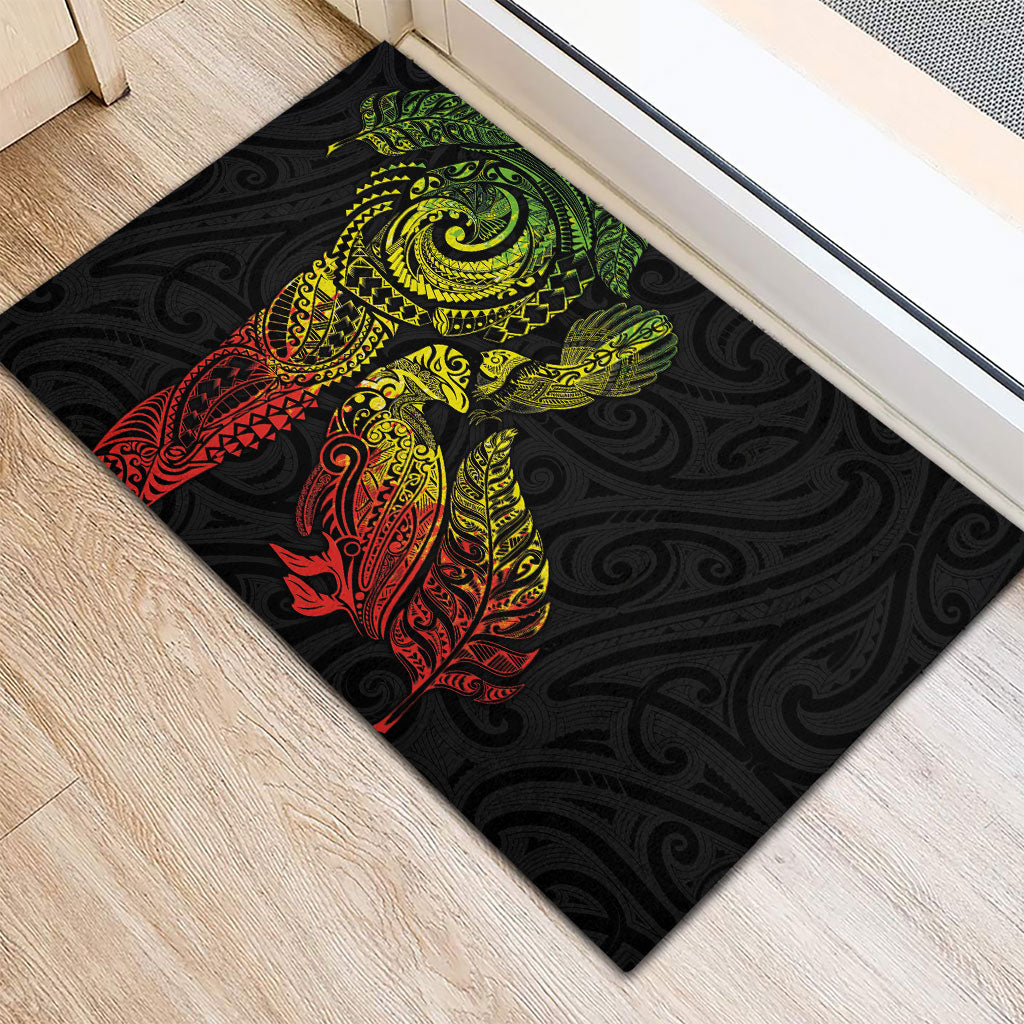 Aotearoa Moko Tribal Tattoo Rubber Doormat New Zealand Maori Penguin and Fantail Reggae Style LT03 - Polynesian Pride