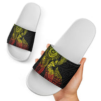 Aotearoa Moko Tribal Tattoo Slide Sandals New Zealand Maori Penguin and Fantail Reggae Style LT03 - Polynesian Pride