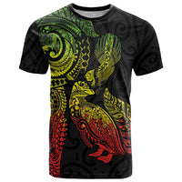Aotearoa Moko Tribal Tattoo T Shirt New Zealand Maori Penguin and Fantail Reggae Style