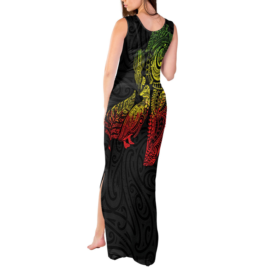 Aotearoa Moko Tribal Tattoo Tank Maxi Dress New Zealand Maori Penguin and Fantail Reggae Style LT03 - Polynesian Pride