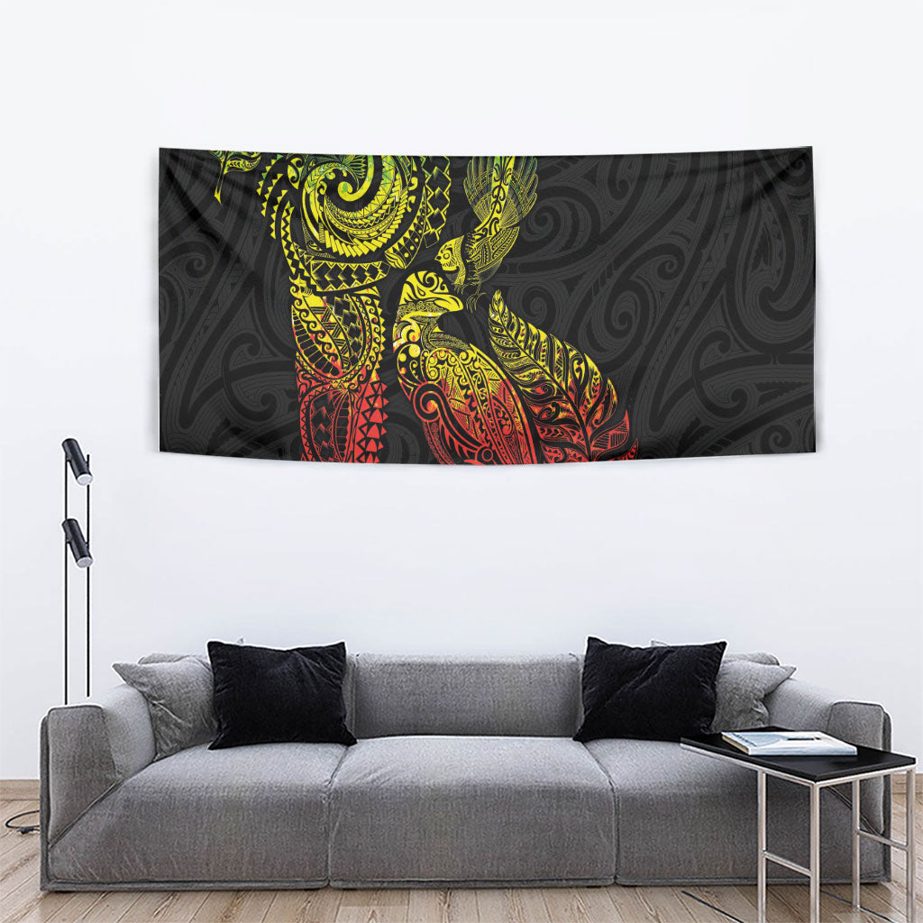 Aotearoa Moko Tribal Tattoo Tapestry New Zealand Maori Penguin and Fantail Reggae Style LT03 - Polynesian Pride