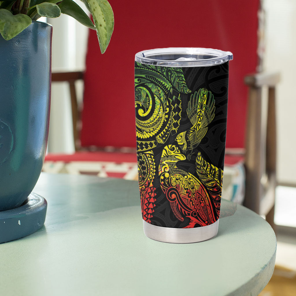 Aotearoa Moko Tribal Tattoo Tumbler Cup New Zealand Maori Penguin and Fantail Reggae Style LT03 - Polynesian Pride