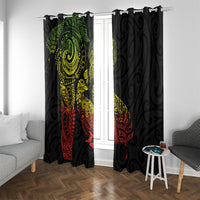 Aotearoa Moko Tribal Tattoo Window Curtain New Zealand Maori Penguin and Fantail Reggae Style LT03 With Grommets Multicolor - Polynesian Pride